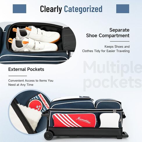 MANUEKLEAR 3 Ball Bowling Bags with Wheels, Bowling Ball Bag 3 Ball Roller with Accessory Pockets and Shoe Compartment in Kuwait