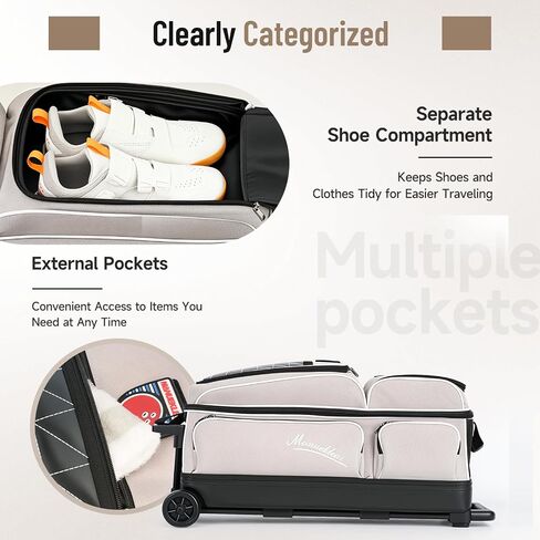 Manueklear 3 Ball Bowling Facs with Wheels ، Bowling Ball Bag 3 Ball Ball with Coptory Pockets and Soiptment in Kuwait