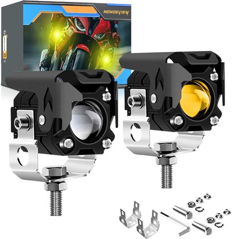 Mondeview دراجة نارية أدوات دافعة الأضواء LED LED LED ، حزمة منخفضة منخفضة ، مقاومة للماء ، متوافقة مع قارب SUV Truck Truck Truck ATV ، 2 PCS in Saudi Arabia