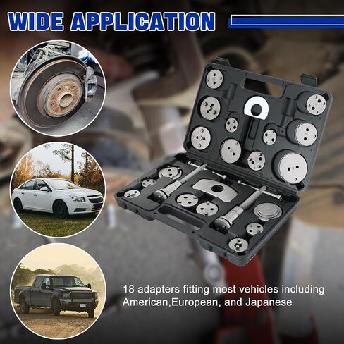 DASBET 35PCS Disc Brake Caliper Tool Kit, Heavy Duty Disc Brake Piston Caliper Compressor Rewind Tool with 24 Adapters, Compatible with Most Vehicles for Brake Pad Replacement in Saudi Arabia