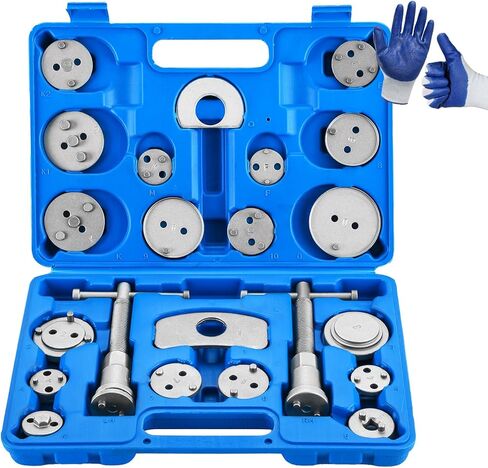DASBET 35PCS Disc Brake Caliper Tool Kit, Heavy Duty Disc Brake Piston Caliper Compressor Rewind Tool with 24 Adapters, Compatible with Most Vehicles for Brake Pad Replacement in Saudi Arabia