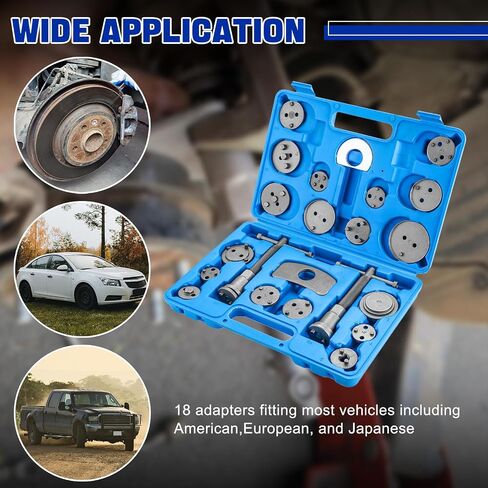 DASBET 35PCS Disc Brake Caliper Tool Kit, Heavy Duty Disc Brake Piston Caliper Compressor Rewind Tool with 24 Adapters, Compatible with Most Vehicles for Brake Pad Replacement in Saudi Arabia