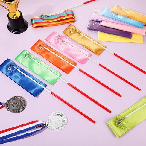Yilloog 50 PCS RIBBON Dancing Wands Party Favors ، 78.7 بوصة للجمباز الفني لافتات الشريط in Kuwait