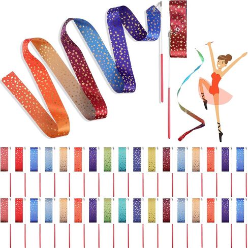 Yilloog 50 PCS RIBBON Dancing Wands Party Favors ، 78.7 بوصة للجمباز الفني لافتات الشريط in Kuwait