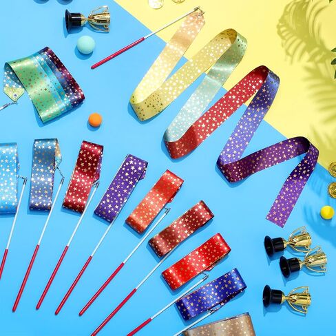 Yilloog 50 PCS RIBBON Dancing Wands Party Favors ، 78.7 بوصة للجمباز الفني لافتات الشريط in Kuwait