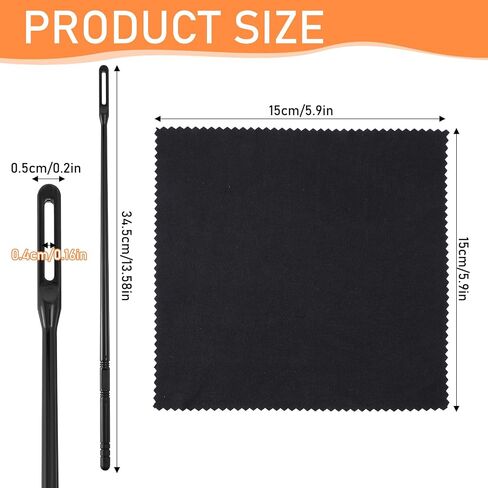 3 Sets Flute Cleaning Rod and Cloth, Flute Cleaning Kit Flutes Swab Flutess Cleaner Tenor Accessories for Musical Instruments Polishing and Cleanings (Black) in Saudi Arabia