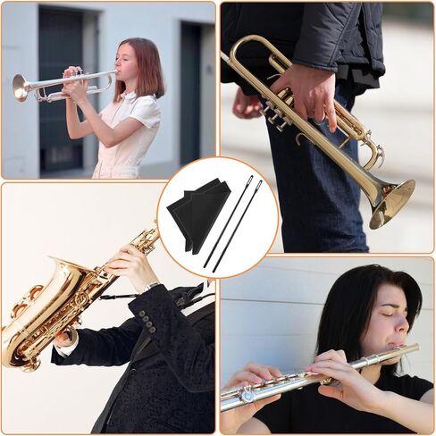 3 Sets Flute Cleaning Rod and Cloth, Flute Cleaning Kit Flutes Swab Flutess Cleaner Tenor Accessories for Musical Instruments Polishing and Cleanings (Black) in Saudi Arabia