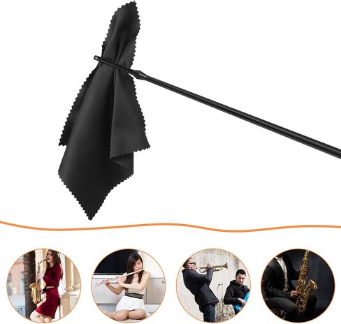 3 Sets Flute Cleaning Rod and Cloth, Flute Cleaning Kit Flutes Swab Flutess Cleaner Tenor Accessories for Musical Instruments Polishing and Cleanings (Black) in Saudi Arabia