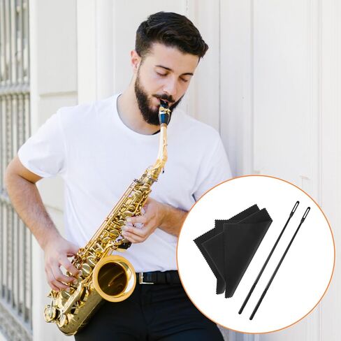 3 Sets Flute Cleaning Rod and Cloth, Flute Cleaning Kit Flutes Swab Flutess Cleaner Tenor Accessories for Musical Instruments Polishing and Cleanings (Black) in Saudi Arabia