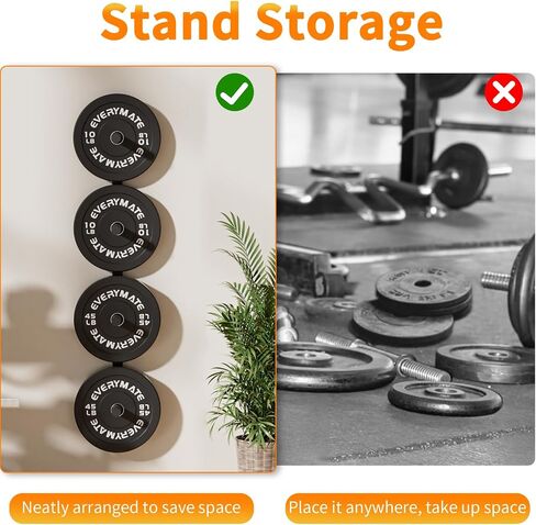 EVERYMATE Weight Plate Storage Rack, Olympic Weight Plate Holder, Bumper Plate Storage, Home Gym Organizer in Kuwait