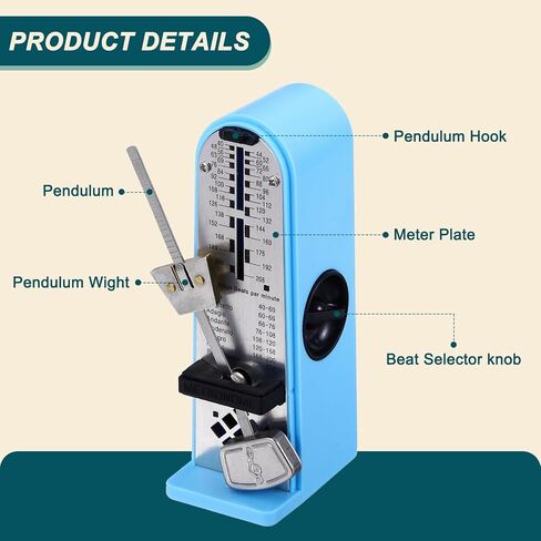 MECCANIXITY Mini Mechanical Metronome,High Accuracy Professional Musical Timer Universal Metronome for Piano Guitar Violin Ukulele Player,Red in Saudi Arabia