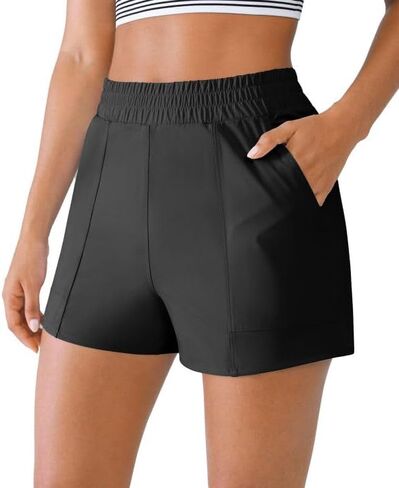 شورت شورت شورت رياضي عالي الخصر للنساء 3 "مع جيوب بطانة تجار in Kuwait