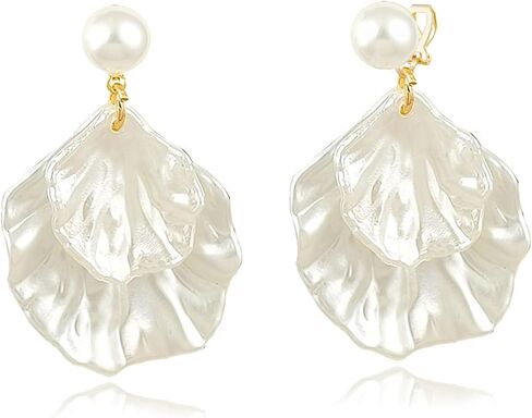 Pearl Earrings for Women，18K Gold Plated Clip-On Earrings, Lightweight Jewelry for Non-Pierced Ears, Elegant Accessories for Women, Ideal for Everyday & Special Occasions (Clip-On Pearl Earrings) in Saudi Arabia
