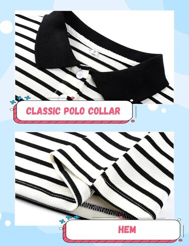 COZYPOIN Kids Boys Girls T Shirt Polo Striped School Uniform Short Sleeve Shirts Summer Button Collared Tops, 5-14 Years in Saudi Arabia