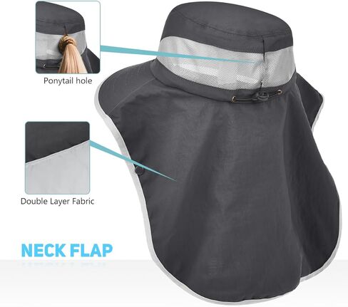 2 حزمة نساء في الهواء الطلق قبعة شمس واسعة مع رفرف وجه الرقبة ، UPF 50 حماية الصيد قبعات عمل حديقة العمل مع ذيل الحصان in Kuwait