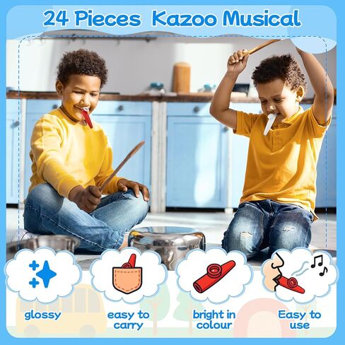 24 Pieces Plastic Kazoos, Kazoo Musical, Good Companion for Guitar Violin Piano Keyboard Ukulele, Gift for Christmas Gifts Party Favors. (Red) in Saudi Arabia