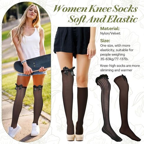 2 Pairs White Thigh High Stockings Lace Satin Bow Stockings Women Tight Hosiery Over Knee Long Stocking in Saudi Arabia