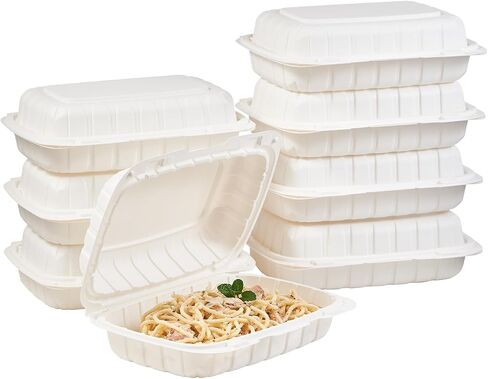 8x8 3-COMPARTMENT 50 عبوة البلاستيك البطلينوس تناول الطعام في الغذاء صواني الغذاء الثقيلة توغو قابلة للتصرف في صندوق التعبئة والتغليف الحاويات المقصورة مع غطاء مضى آمن (فولنج سابقًا) in Kuwait