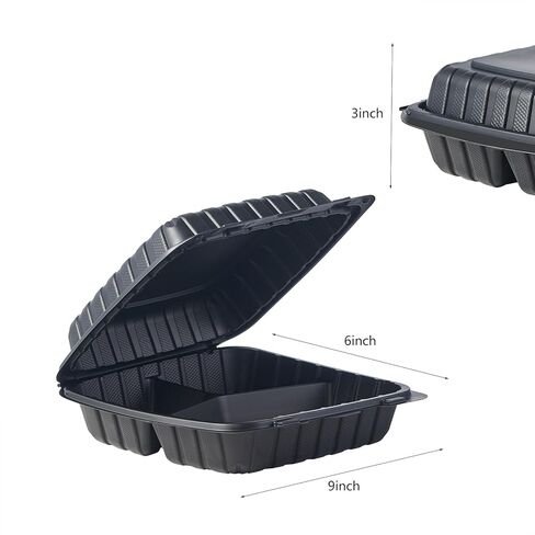 8x8 3-COMPARTMENT 50 عبوة البلاستيك البطلينوس تناول الطعام في الغذاء صواني الغذاء الثقيلة توغو قابلة للتصرف في صندوق التعبئة والتغليف الحاويات المقصورة مع غطاء مضى آمن (فولنج سابقًا) in Kuwait