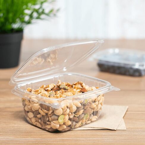 Karat [8oz -200 CT Pet Beats مفصلية مع الأغطية ، لسلطات المعكرونة ، والفواكه ، وجوانب الأطعمة اللذيذة ، وإعداد الوجبات المنزلية - حاويات طعام بلاستيكية واضحة ، قم بإخراج الحاويات in Saudi Arabia