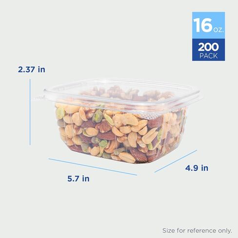 Karat [8oz -200 CT Pet Beats مفصلية مع الأغطية ، لسلطات المعكرونة ، والفواكه ، وجوانب الأطعمة اللذيذة ، وإعداد الوجبات المنزلية - حاويات طعام بلاستيكية واضحة ، قم بإخراج الحاويات in Saudi Arabia