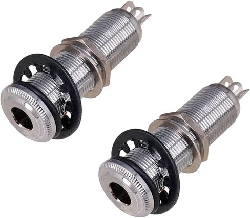 2pcs 3pins Stereo Copper Guitar Bass Barrel Jacking Cylinder Quics 1/4 '' (Silver) in Saudi Arabia