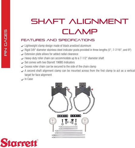Starrett Shaft Alignment Clamp Only, Black Anodized Aluminum, Heavy-Duty Roller Chain, Fits up to a 7-1/2-inch Diameter Shaft - 668 in Saudi Arabia