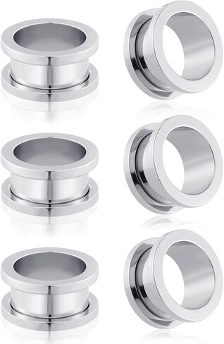 YOFANST 6PCS Ear Gauges Plugs Ear Tunnels Stainless Steel Body Piercing Plugs Ear Stretcher Expander Plugs 8G-1'' 3-25MM in Saudi Arabia