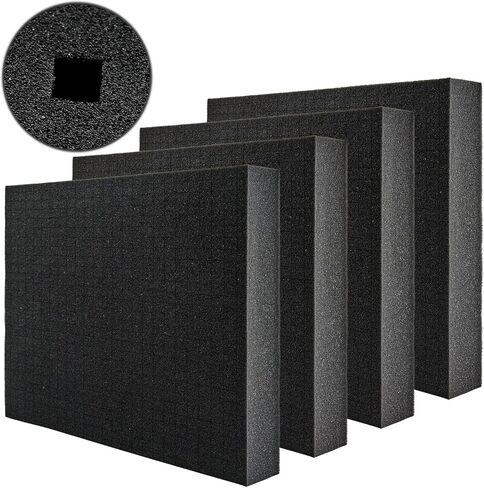 16x12x2in Precut Gun Case Foam Inserts 4Pack, High-Density Black Foam Padding Customizable Padding for Gun Parts, Toolboxes, Camera Bags & Precision Equipment Protection in Saudi Arabia