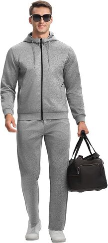 Basudam للرجال المسارات العرقات العرقات وضع هوديي سترة الكامل على السراويل الرياضية للرجال مع جيوب السوستة in Kuwait