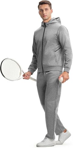 Basudam للرجال المسارات العرقات العرقات وضع هوديي سترة الكامل على السراويل الرياضية للرجال مع جيوب السوستة in Kuwait