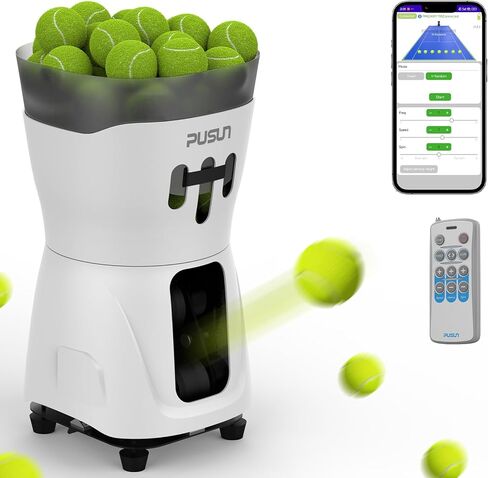 PT MINI PRO Tennis Ball Machine Portable Lightweight Rechargeable Battery Automatic Oscillation Spin Control Remote/APP Suitable for Beginners in Saudi Arabia