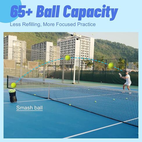 PT-Mini Pro Tennis Ball Machine, 65-Ball Capacity, Portable 17 lb Design, App & Remote Controlled, 3–12 mph Speed, 5-Point Horizontal Random – for Beginners & Light Practice in Saudi Arabia