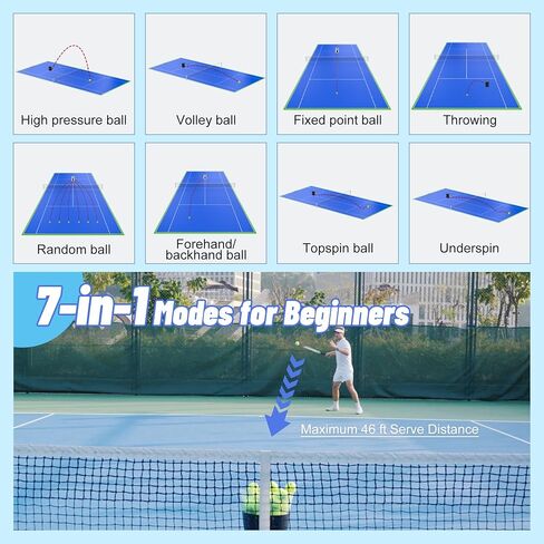 PT-Mini Pro Tennis Ball Machine, 65-Ball Capacity, Portable 17 lb Design, App & Remote Controlled, 3–12 mph Speed, 5-Point Horizontal Random – for Beginners & Light Practice in Saudi Arabia