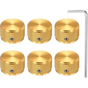 MECCANIXITY 6 Pcs Aluminium Potentiometer Knobs, 1/4" (6mm) Universal Volume Tone Control Knobs for Guitar, Bass, Diamond 5/8" Gold in Kuwait