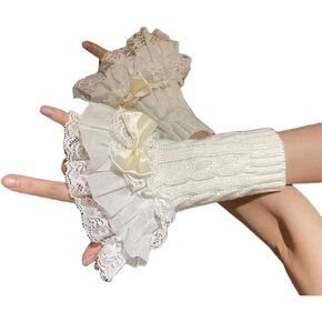 Y2K Women Teen Girls Knitted Arm Warmers Japanese Harajuke Cosplay Lolita Cute Fingerless Mittens Thumb Hole Gloves in Kuwait