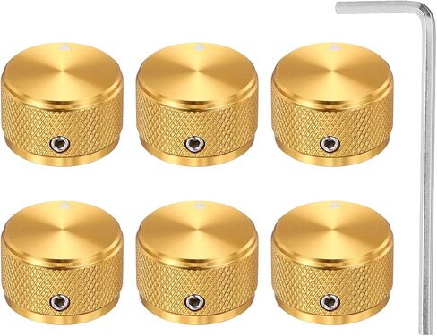 MECCANIXITY 6 Pcs Aluminium Potentiometer Knobs, 1/4" (6mm) Universal Volume Tone Control Knobs for Guitar, Bass, Diamond 5/8" Gold in Kuwait