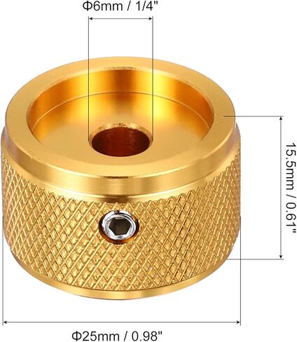 MECCANIXITY 6 Pcs Aluminium Potentiometer Knobs, 1/4" (6mm) Universal Volume Tone Control Knobs for Guitar, Bass, Diamond 5/8" Gold in Kuwait