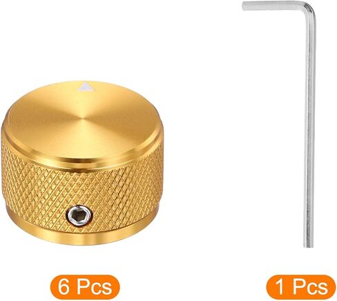 MECCANIXITY 6 Pcs Aluminium Potentiometer Knobs, 1/4" (6mm) Universal Volume Tone Control Knobs for Guitar, Bass, Diamond 5/8" Gold in Kuwait