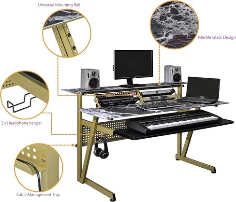 IM200 Series Tempered Glass Music Studio Workstation with 2 x 4U Rack (Gray) in Saudi Arabia