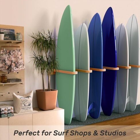 Wooden Triple Surfboard Rack, Wall Mount Vertical Display Holder for Longboards, Shortboards, Snowboards, and Wakeboards, Heavy Duty Solid Wood Storage for Home, Garage, or Commercial Use in Saudi Arabia