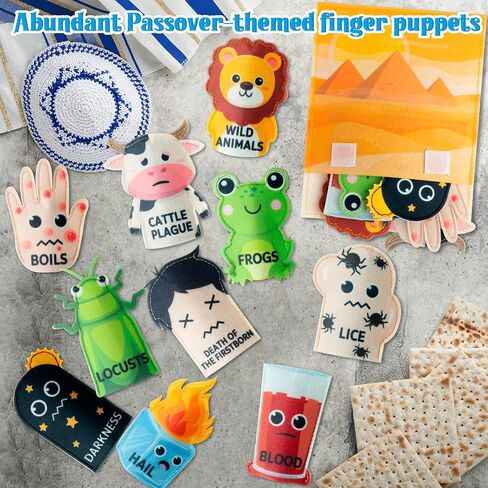 WATINC Passover Felt Finger Puppets - 33Pcs Passover Storytelling Role Play Finger Puppet with Scenario Bags Set, Party Favors Supplies School Fun Story Activities Kids Early Education (Characters) in Saudi Arabia
