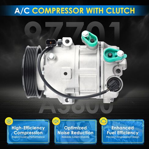 Car A/C ضاغط ملاءمة لـ Hyundai Elantra ، لـ Kia Forte/Soul 1.8L 2.0L 2013-2019 ضاغط AC البديل AC AUTOMOTIVE 97701-A5800 ، 97701-F2800 ، 97701A5800 A/C ضاغط CAR CO 29193C in Saudi Arabia
