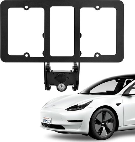 2026 Upgraded Lockable No Drill Front License Plate Holder for Model Y Juniper, License Plate Mount Kit with Anti-Theft Design for Tesla Model Y Juniper Accessories,No Block Bumper Camera Visibility in Saudi Arabia
