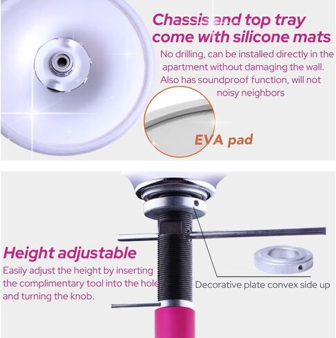 Portable Professional Pink Silicone Dance Pole Kit,360 Spin and Static 2.2-2.7 M Stripper Pole, Height Adjustable Fitness Pole,Fitness Gym Equipment for Home Fitness,Exercise,Bar,Gym,Party in Saudi Arabia