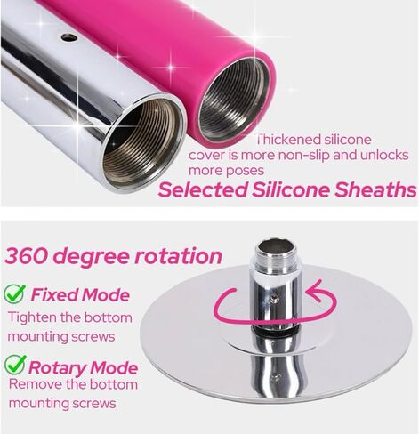 Portable Professional Pink Silicone Dance Pole Kit,360 Spin and Static 2.2-2.7 M Stripper Pole, Height Adjustable Fitness Pole,Fitness Gym Equipment for Home Fitness,Exercise,Bar,Gym,Party in Saudi Arabia