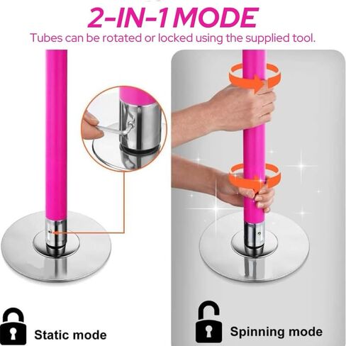 Portable Professional Pink Silicone Dance Pole Kit,360 Spin and Static 2.2-2.7 M Stripper Pole, Height Adjustable Fitness Pole,Fitness Gym Equipment for Home Fitness,Exercise,Bar,Gym,Party in Saudi Arabia