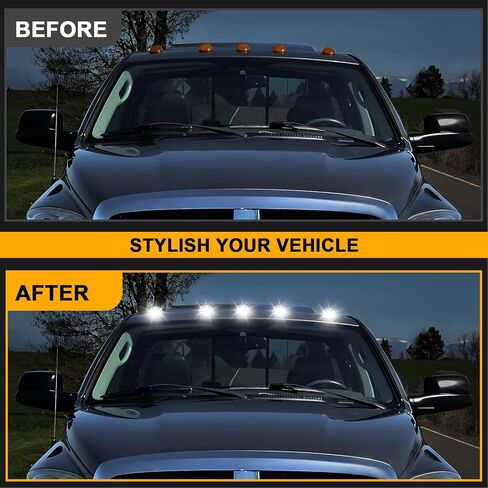 5Pcs Led white cab roof Lights with 2003-2018 Ram 1500 2500 3500,2011-2018 Ram 4500 5500 Pickup trucks smoke len white lights(only compatible with the models that with factory cab roof lights) in Kuwait
