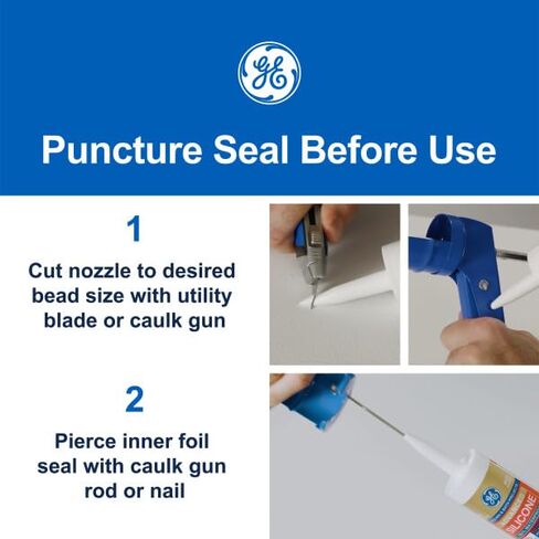 GE All Purpose Silicone Caulk for Window & Door, Clear, 10.1 fl oz Cartridge, 1 Pack - 100% Waterproof Silicone Sealant, Strong Adhesion, Freeze & Sun Proof in Saudi Arabia
