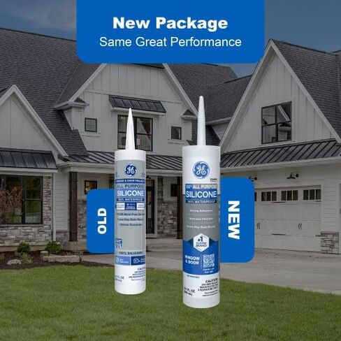 GE All Purpose Silicone Caulk for Window & Door, Clear, 10.1 fl oz Cartridge, 1 Pack - 100% Waterproof Silicone Sealant, Strong Adhesion, Freeze & Sun Proof in Saudi Arabia